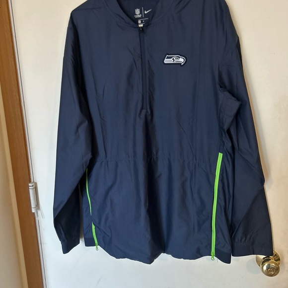 Seattle Seahawks Nike Sideline Elite Hybrid Quarter-Zip Jacket Navy Men's Medium - Picture 2 of 8